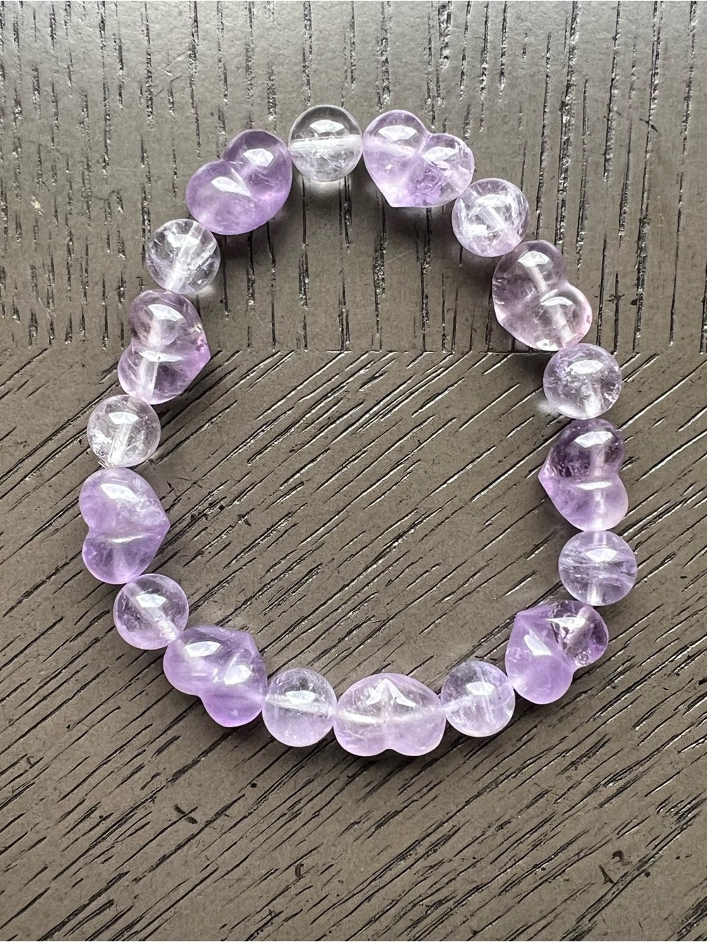 Puffy heart amethyst bracelet SIZE 7.5’